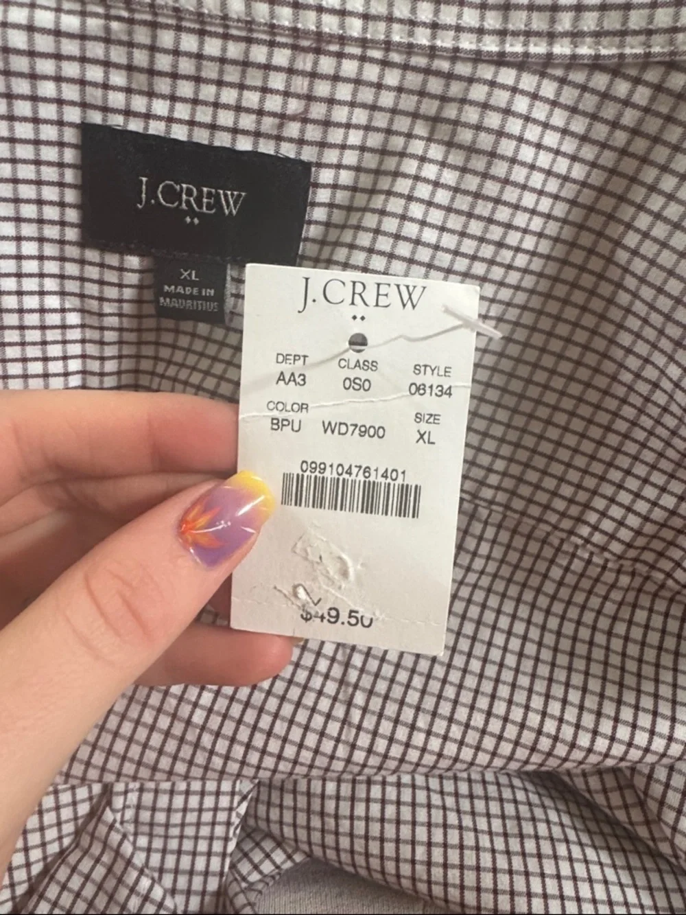 J. Crew NWT Men's Slim Fit Button-Down Check Shirt size XL/Extra Large